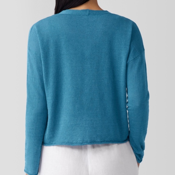 Eileen Fisher Linen Cotton Cropped Cardigan in Cascade size 1X. NWT - Picture 4 of 11